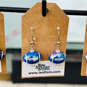 JenDore Handmade Football Dangle Drop Earrings